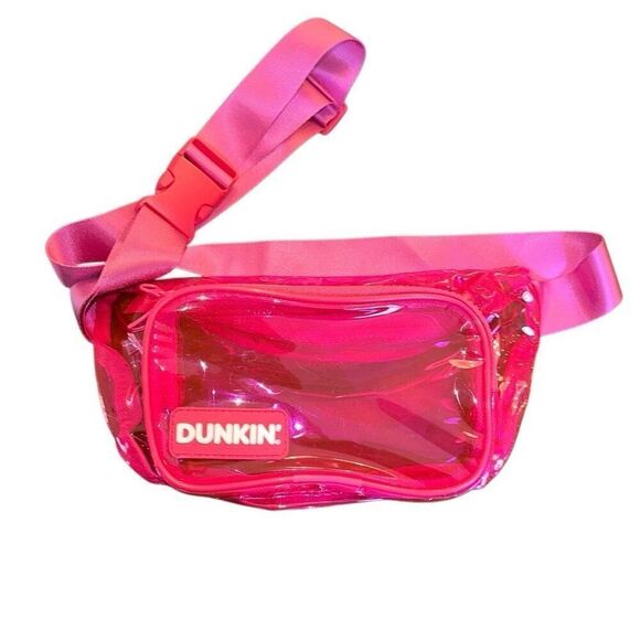 Dunkin’ Donuts pink clear  fun Fanny Pack Cross Body Waist Bag zipper adjustable - Picture 2 of 7
